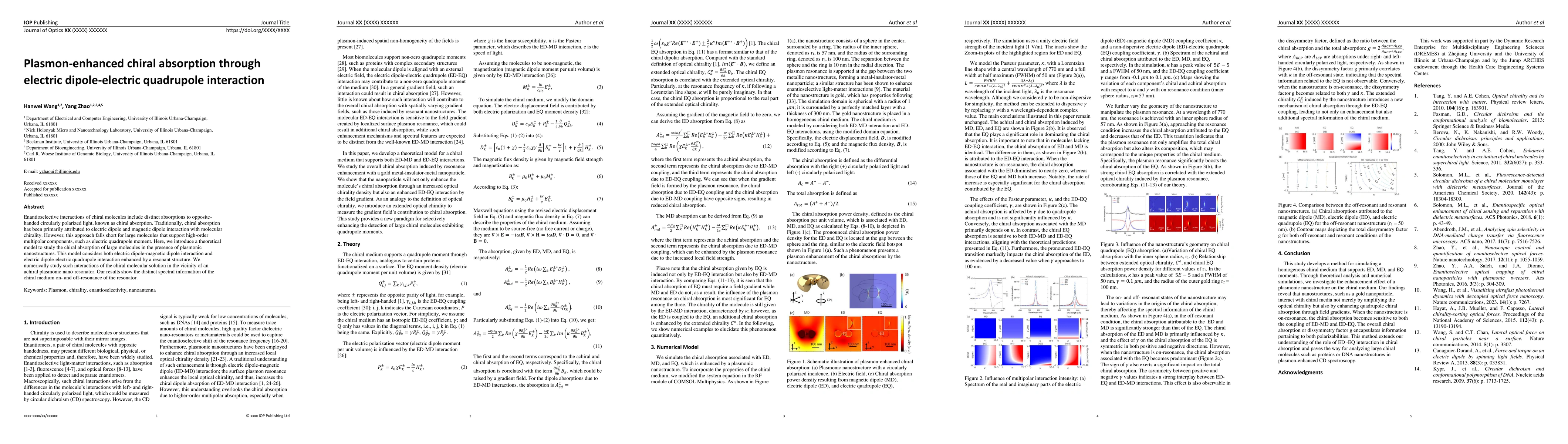 Thumbnail for Plasmon-enhanced chiral absorption through electric dipole-electric
  quadrupole interaction
