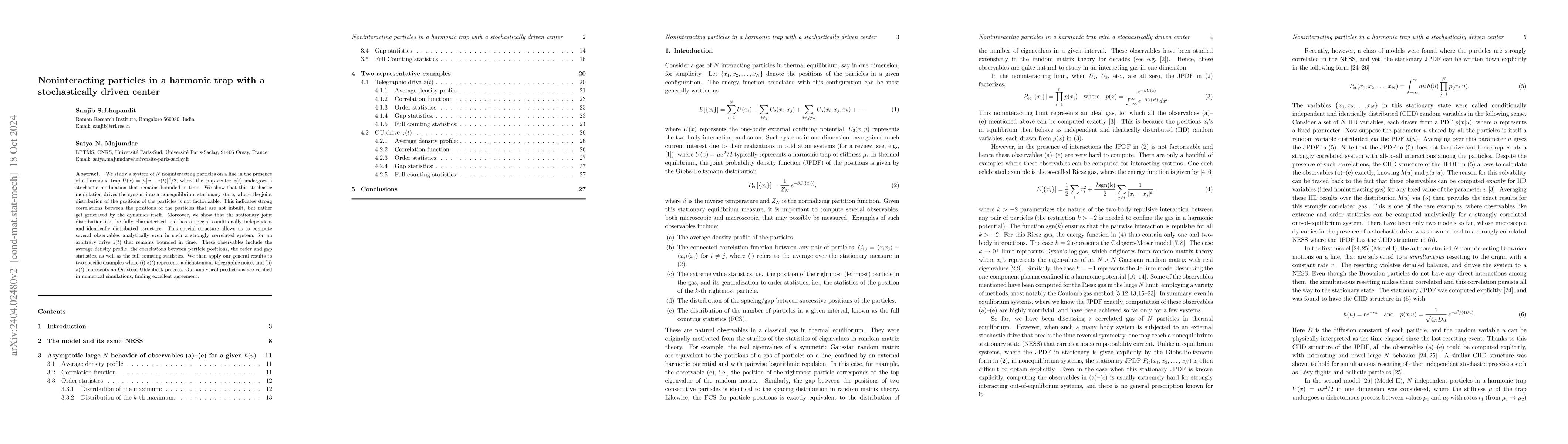 Thumbnail for Noninteracting particles in a harmonic trap with a stochastically driven
  center