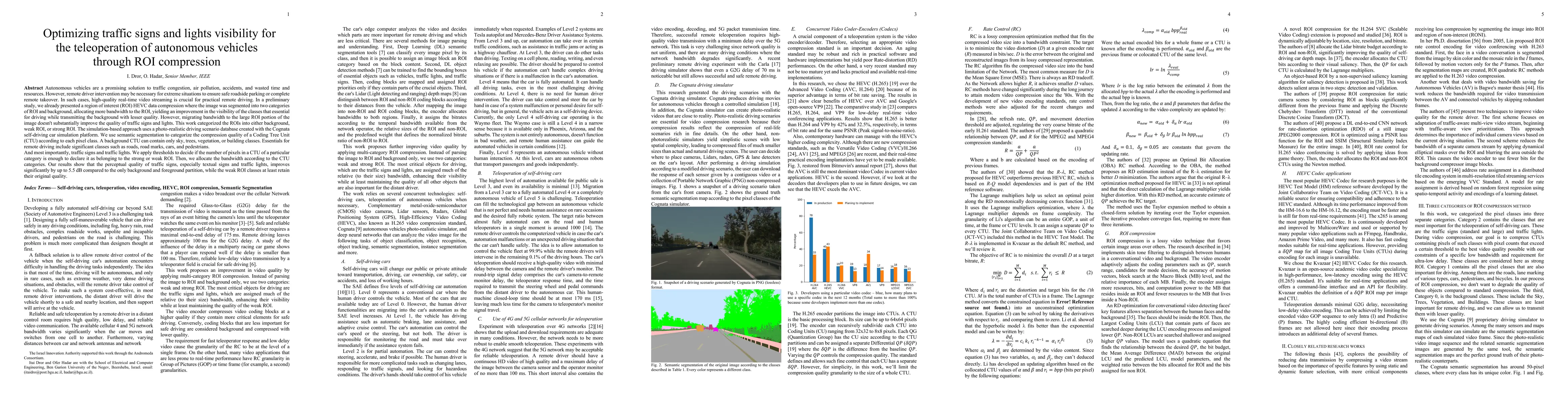 Thumbnail for Optimizing traffic signs and lights visibility for the teleoperation of
  autonomous vehicles through ROI compression