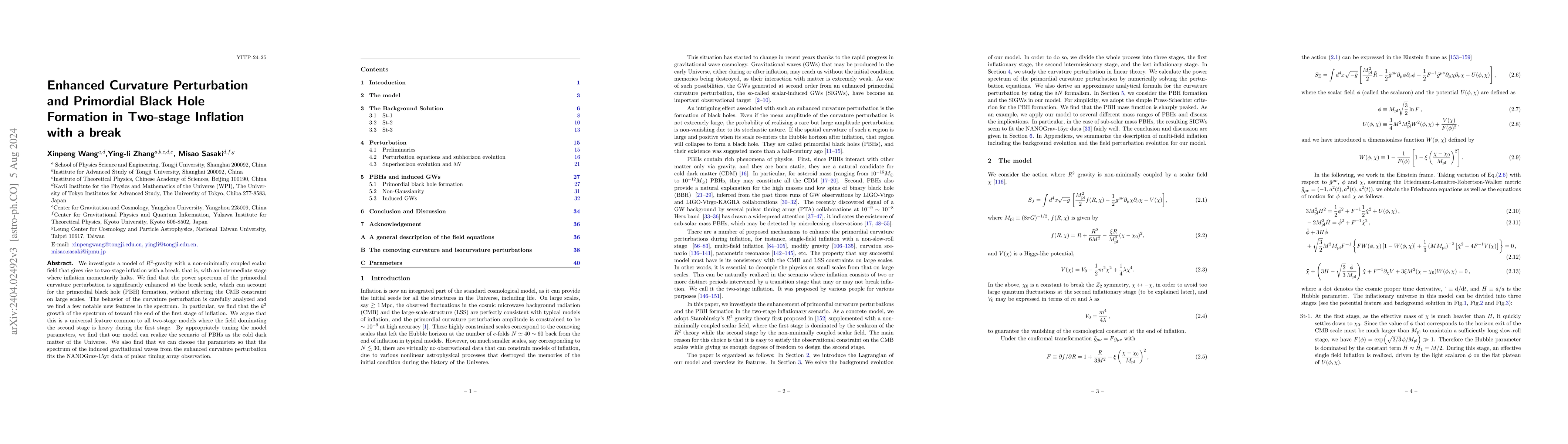 Thumbnail for Enhanced Curvature Perturbation and Primordial Black Hole Formation in
  Two-stage Inflation with a break
