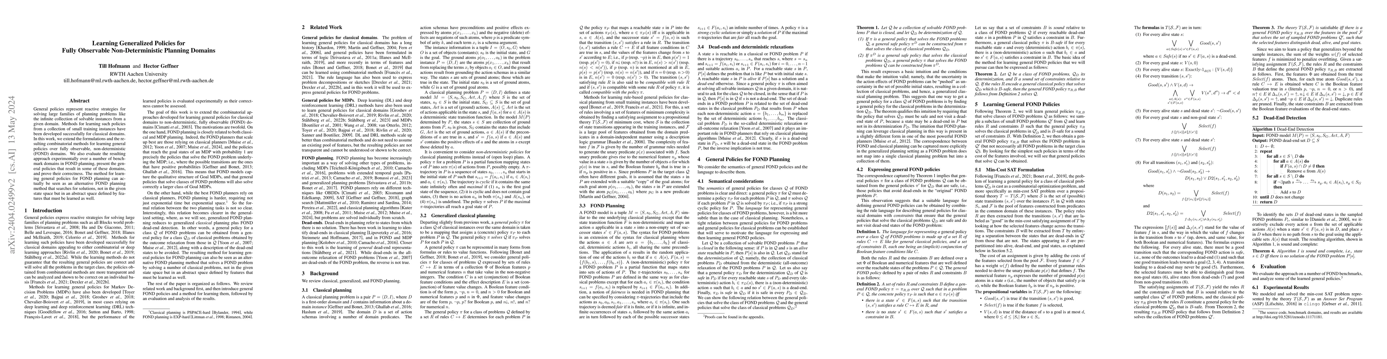 Thumbnail for Learning Generalized Policies for Fully Observable Non-Deterministic
  Planning Domains