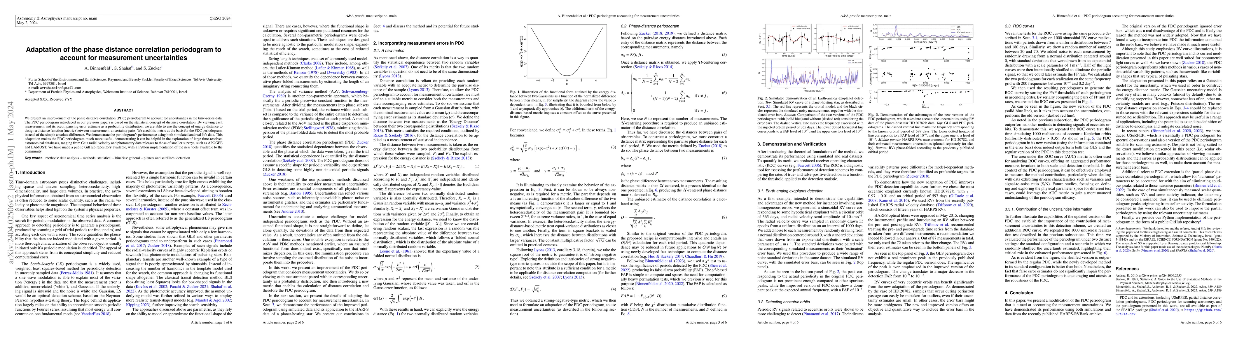Thumbnail for Adaptation of the Phase Distance Correlation Periodogram to Account for
  Measurement Uncertainties