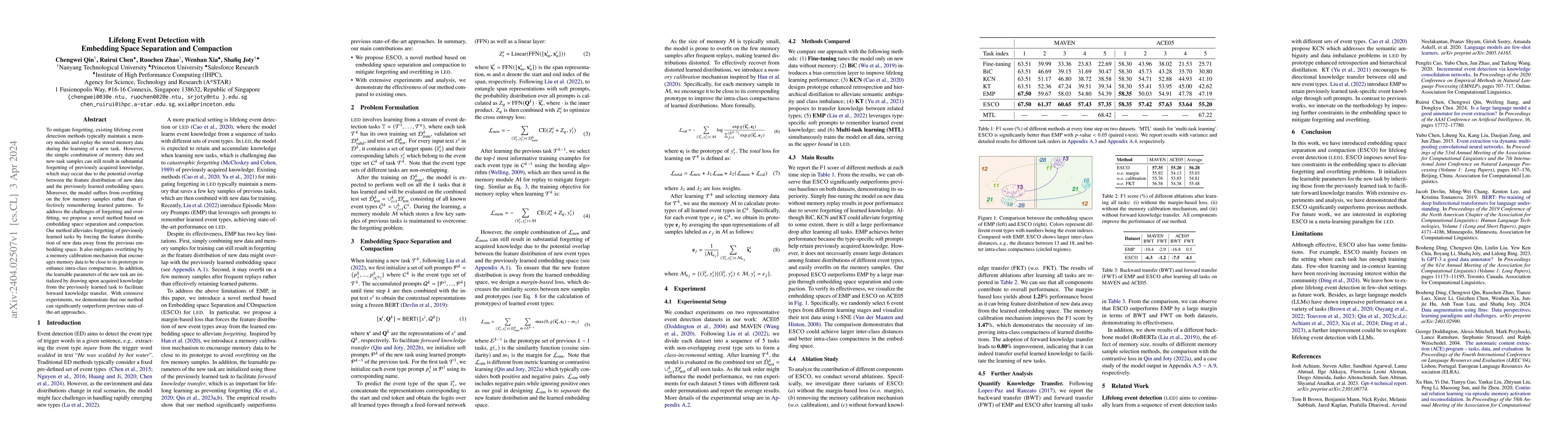 Thumbnail for Lifelong Event Detection with Embedding Space Separation and Compaction