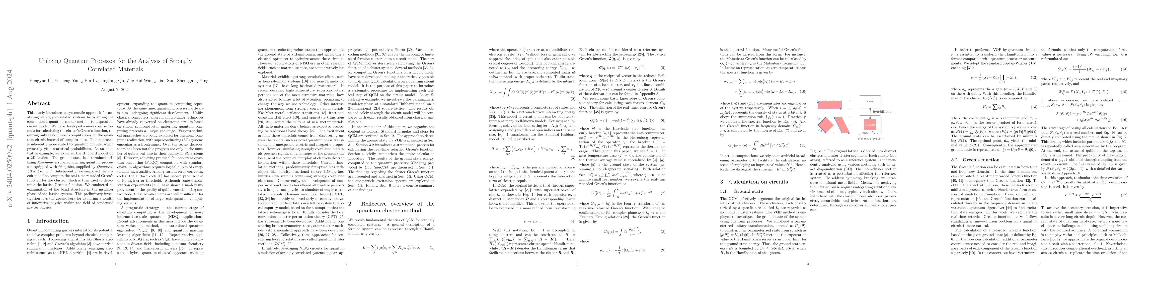 Thumbnail for Utilizing Quantum Processor for the Analysis of Strongly Correlated
  Materials