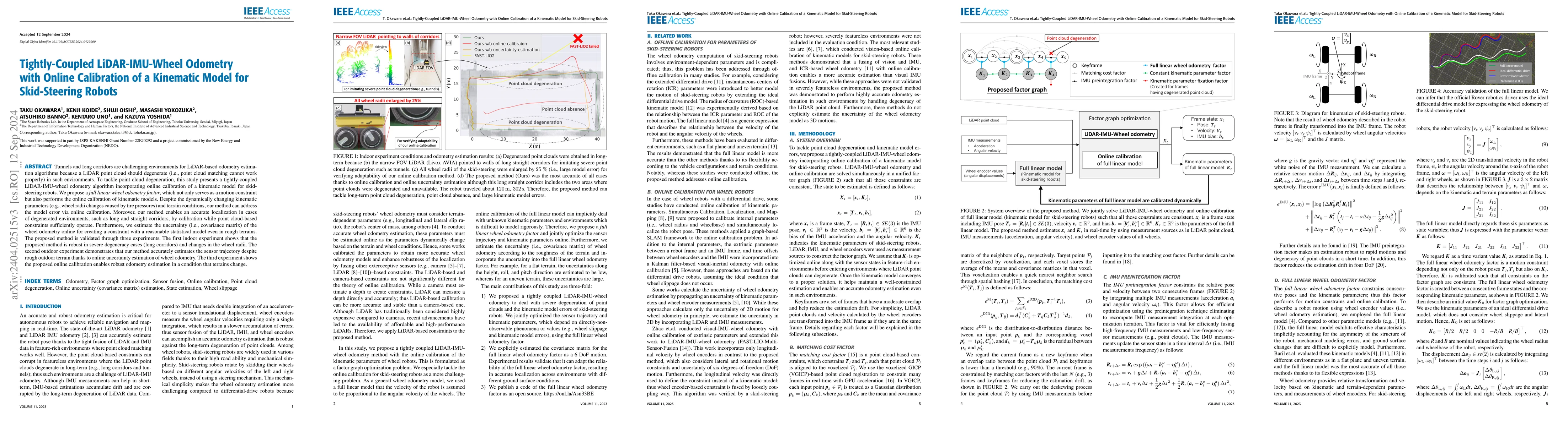 Thumbnail for Tightly-Coupled LiDAR-IMU-Wheel Odometry with Online Calibration of a
  Kinematic Model for Skid-Steering Robots