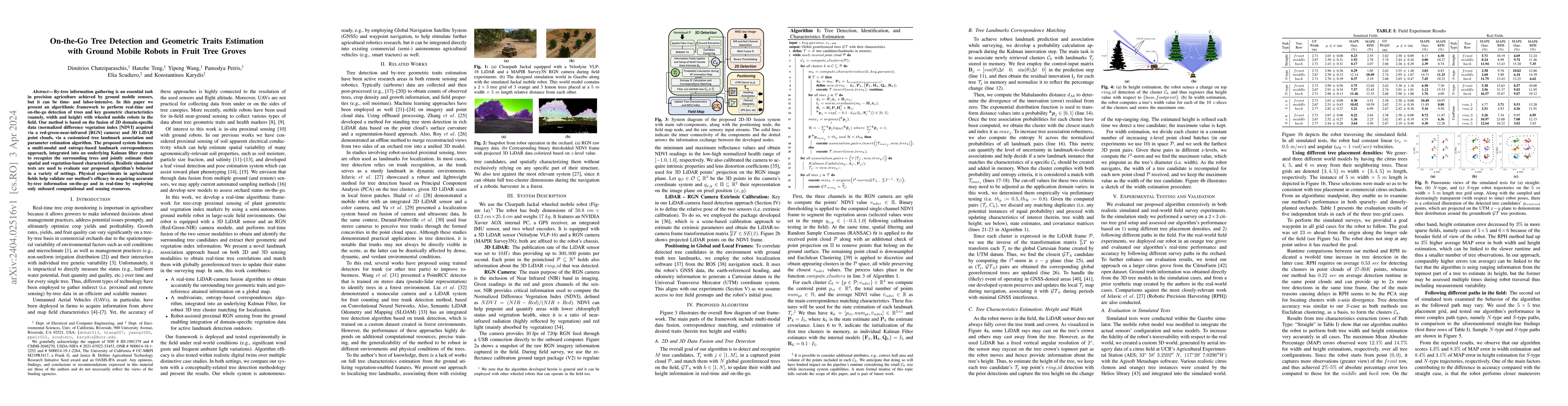 Thumbnail for On-the-Go Tree Detection and Geometric Traits Estimation with Ground
  Mobile Robots in Fruit Tree Groves