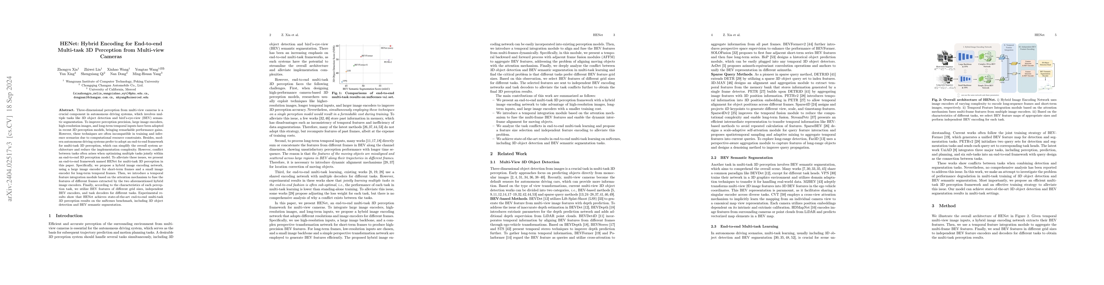 Thumbnail for HENet: Hybrid Encoding for End-to-end Multi-task 3D Perception from
  Multi-view Cameras