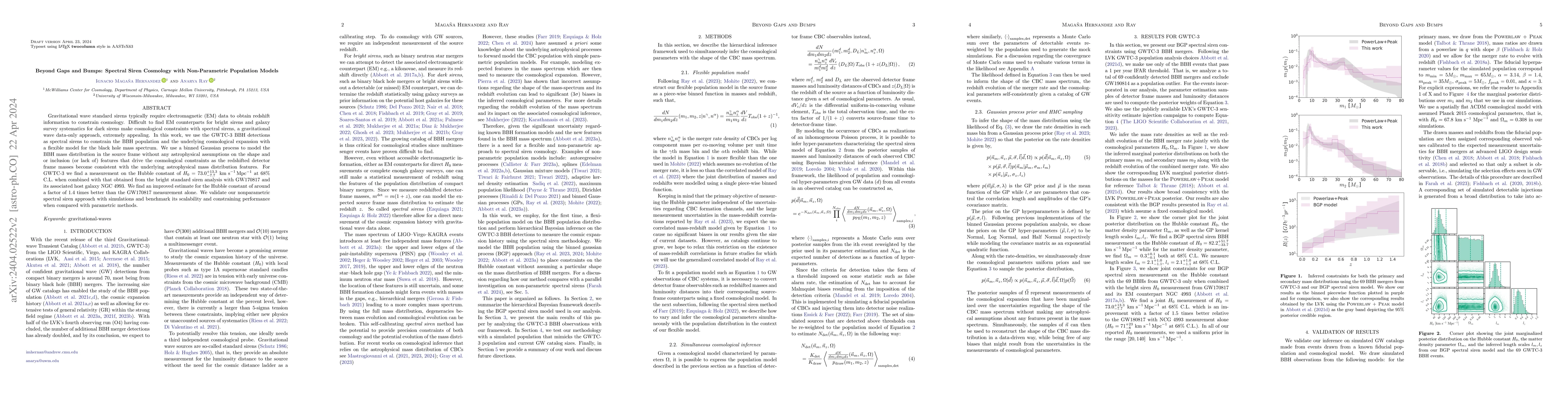 Thumbnail for Beyond Gaps and Bumps: Spectral Siren Cosmology with Non-Parametric
  Population Models