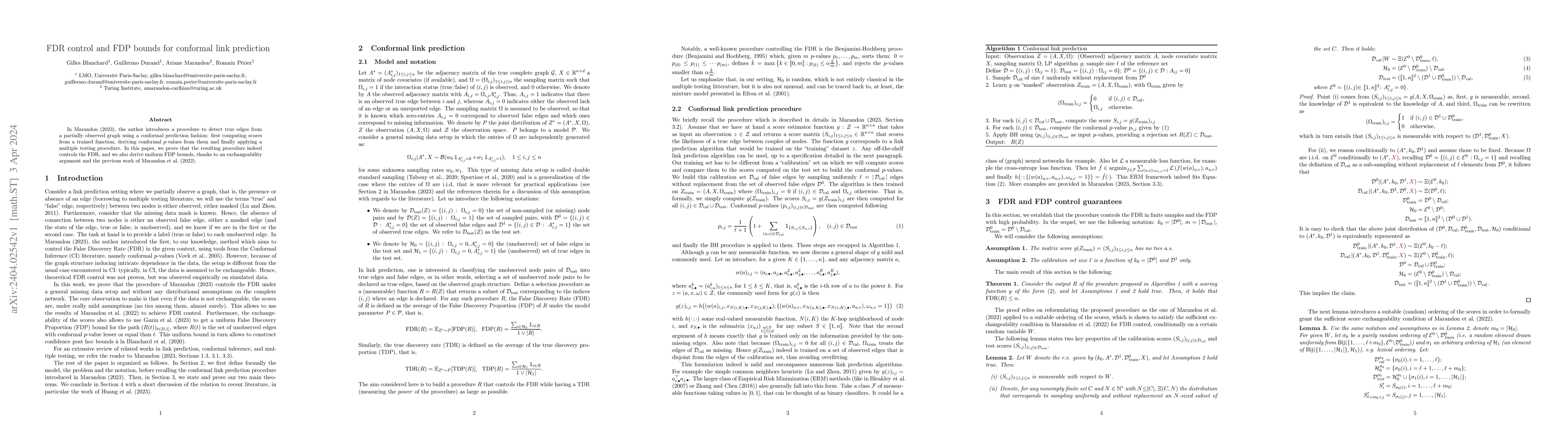 Thumbnail for FDR control and FDP bounds for conformal link prediction
