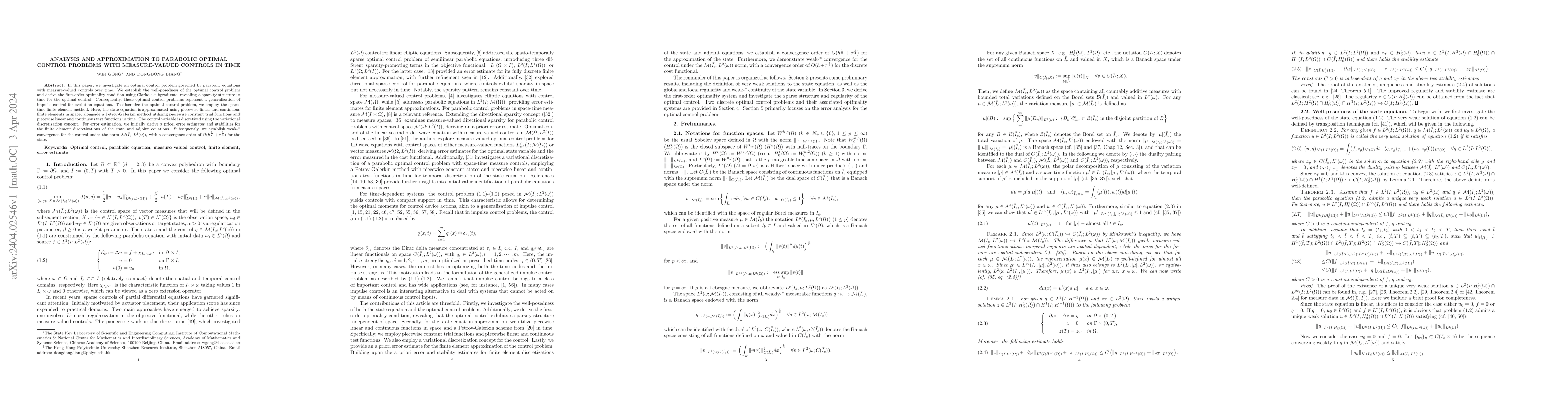 Thumbnail for Analysis and approximation to parabolic optimal control problems with
  measure-valued controls in time