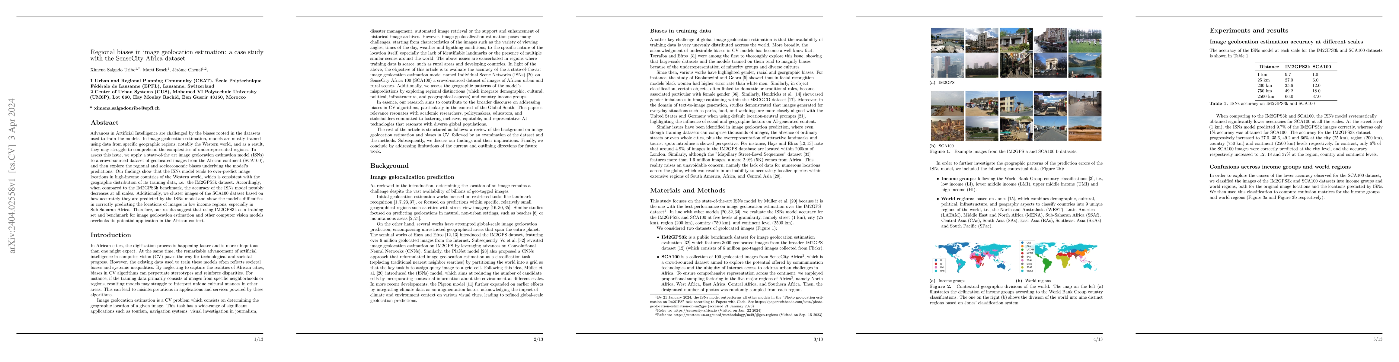 Thumbnail for Regional biases in image geolocation estimation: a case study with the
  SenseCity Africa dataset
