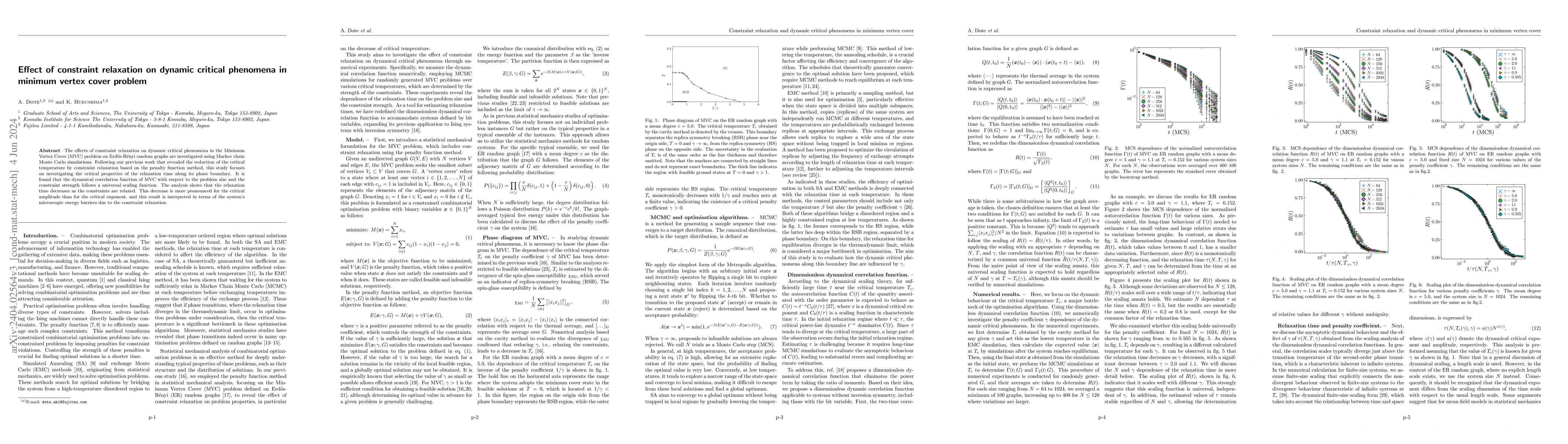 Thumbnail for Effect of constraint relaxation on dynamic critical phenomena in minimum
  vertex cover problem
