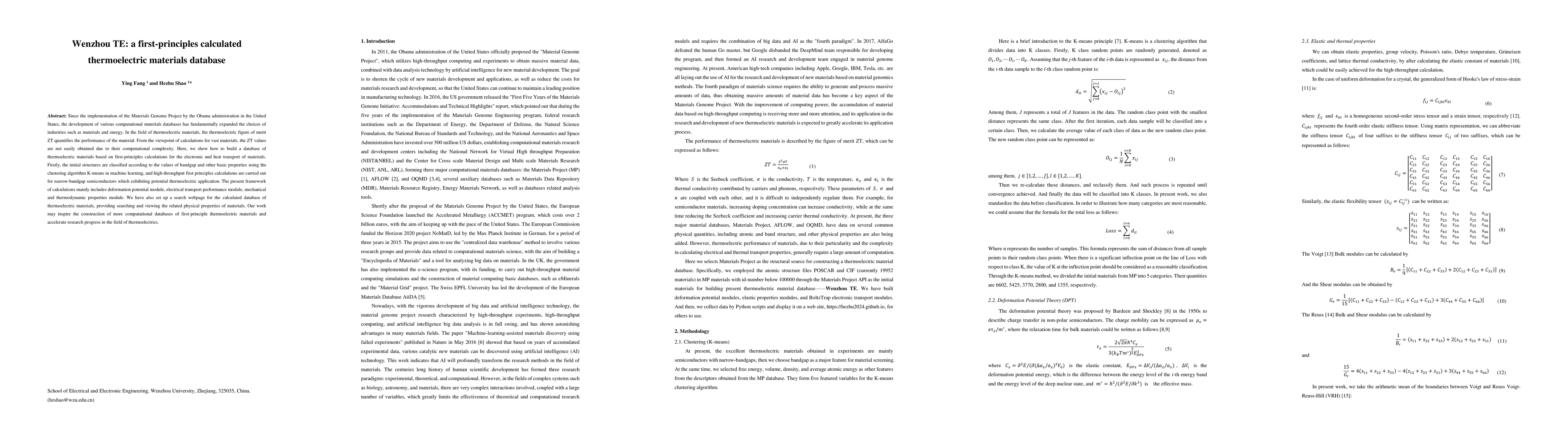Thumbnail for Wenzhou TE: a first-principles calculated thermoelectric materials
  database