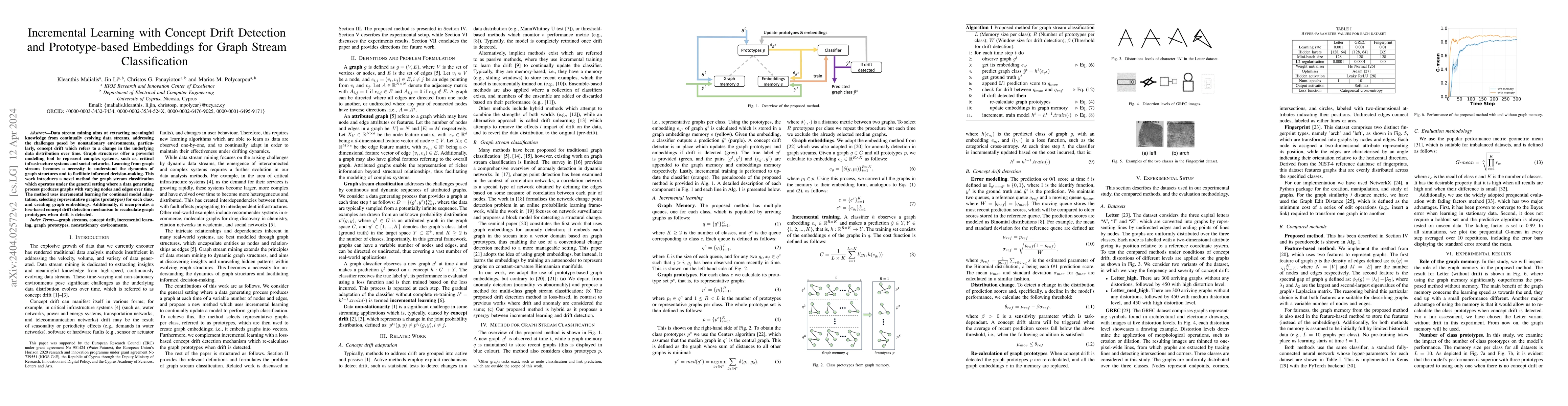 Thumbnail for Incremental Learning with Concept Drift Detection and Prototype-based
  Embeddings for Graph Stream Classification