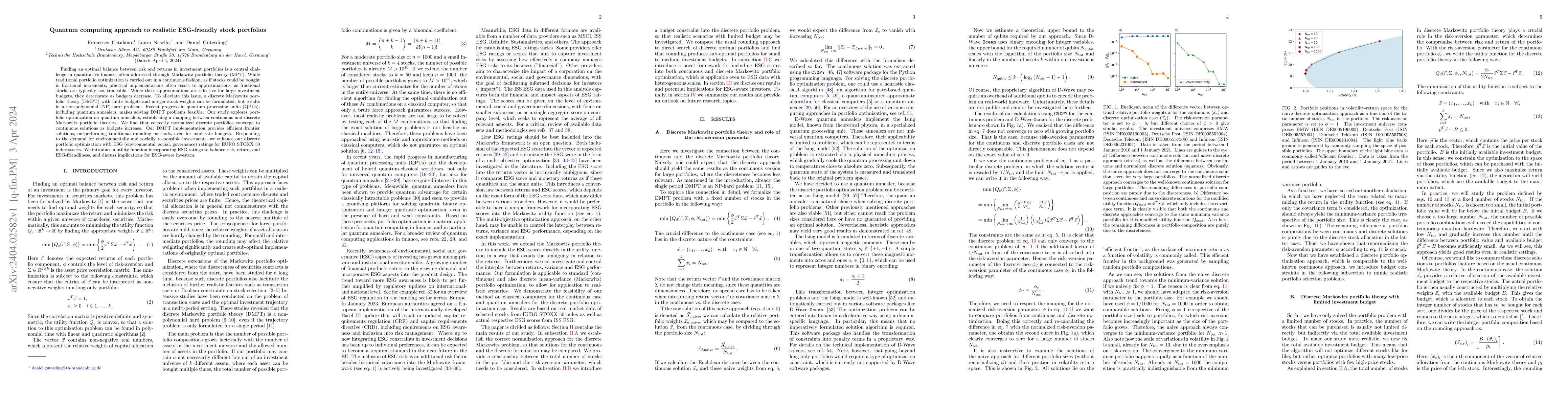 Thumbnail for Quantum computing approach to realistic ESG-friendly stock portfolios
