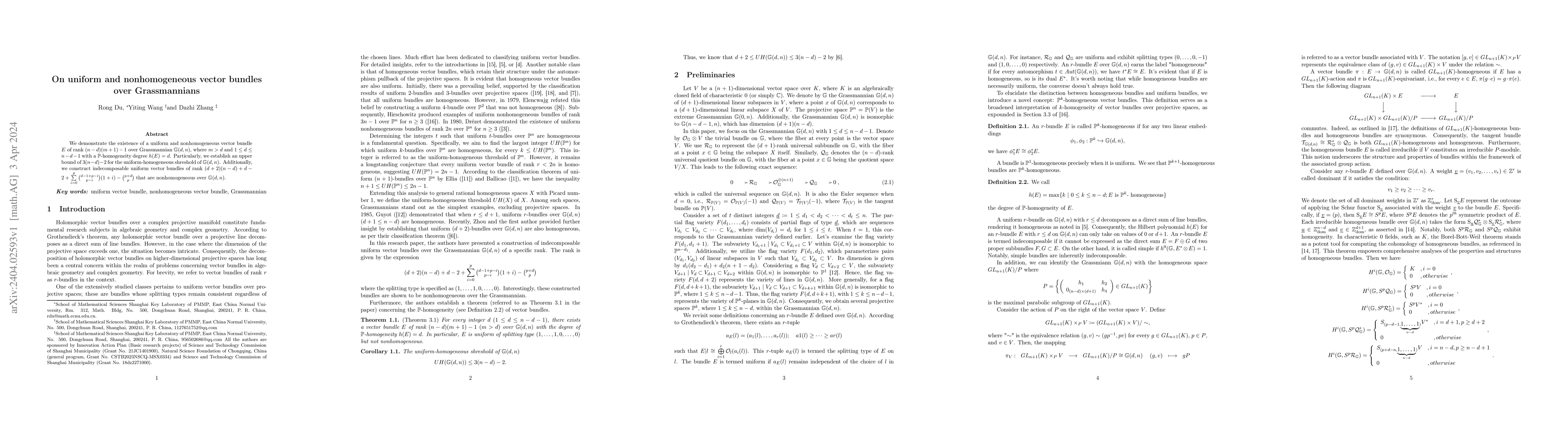 Thumbnail for On uniform and nonhomogeneous vector bundles over Grassmannians
