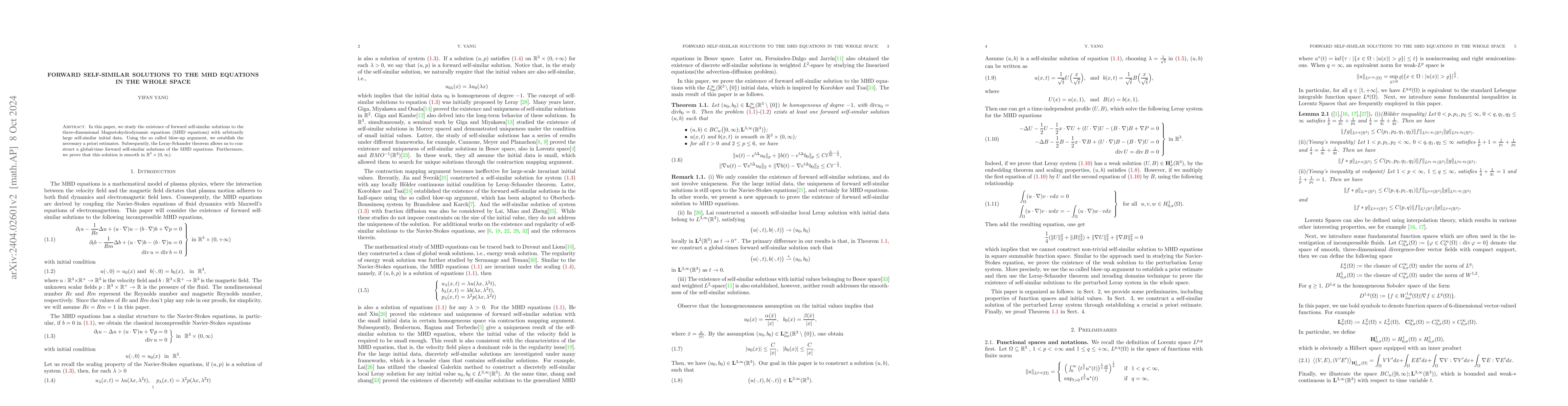 Thumbnail for Forward self-similar solutions to the MHD equations in the whole space