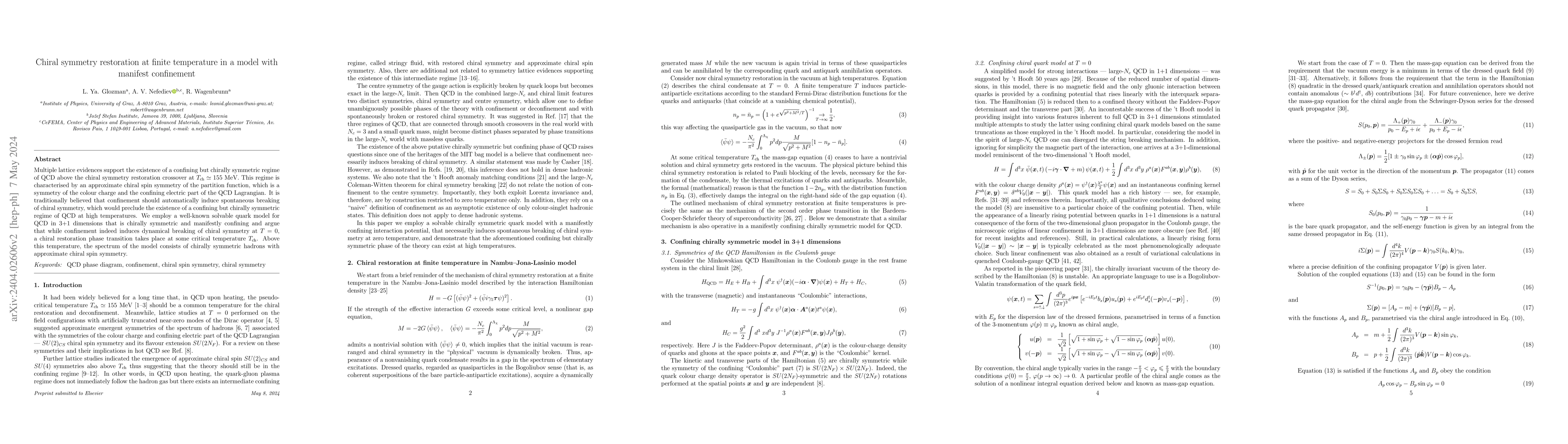 Thumbnail for Chiral symmetry restoration at finite temperature in a model with
  manifest confinement