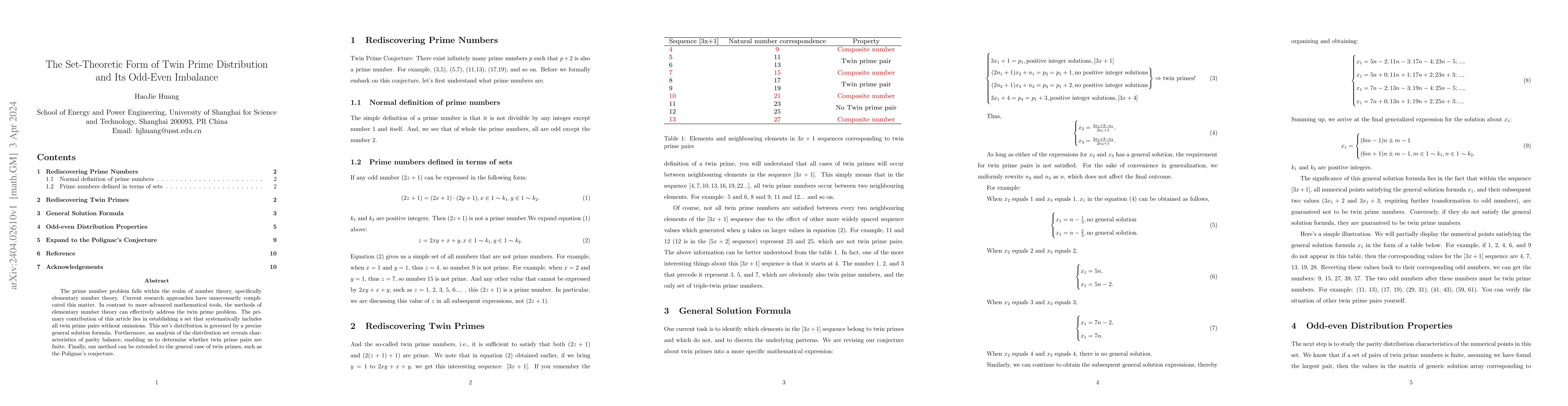 Thumbnail for The Set-Theoretic Form of Twin Prime Distribution and Its Odd-Even
  Imbalance