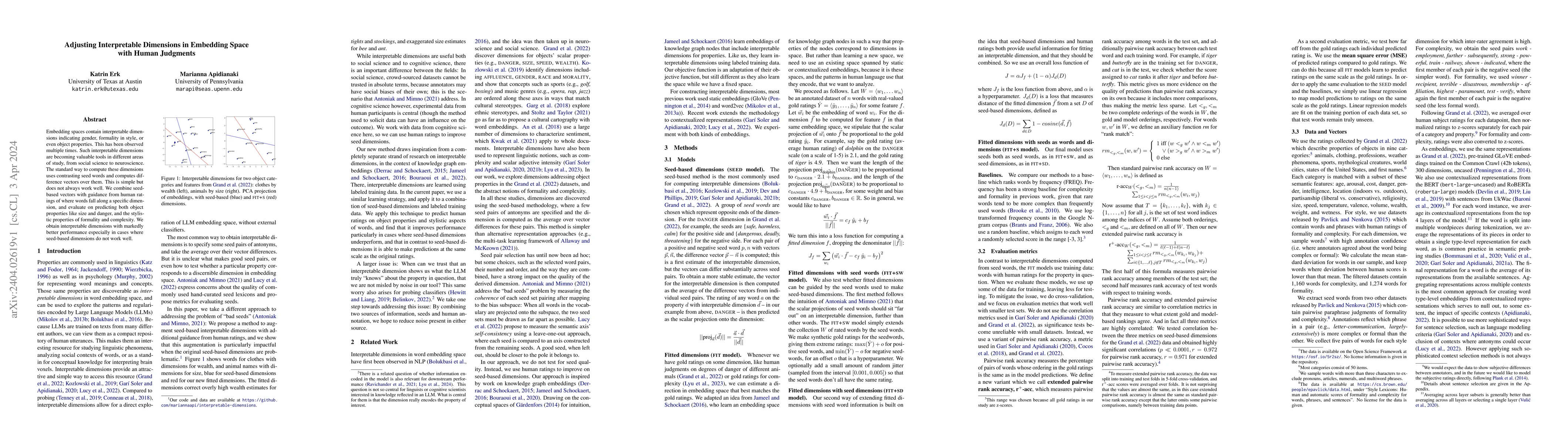Thumbnail for Adjusting Interpretable Dimensions in Embedding Space with Human
  Judgments