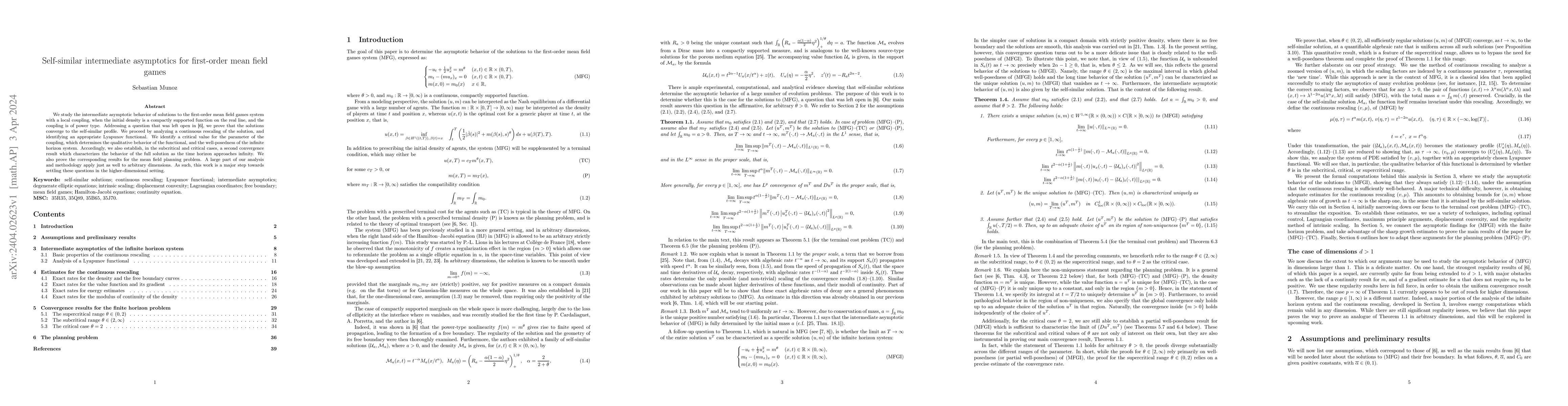 Thumbnail for Self-similar intermediate asymptotics for first-order mean field games