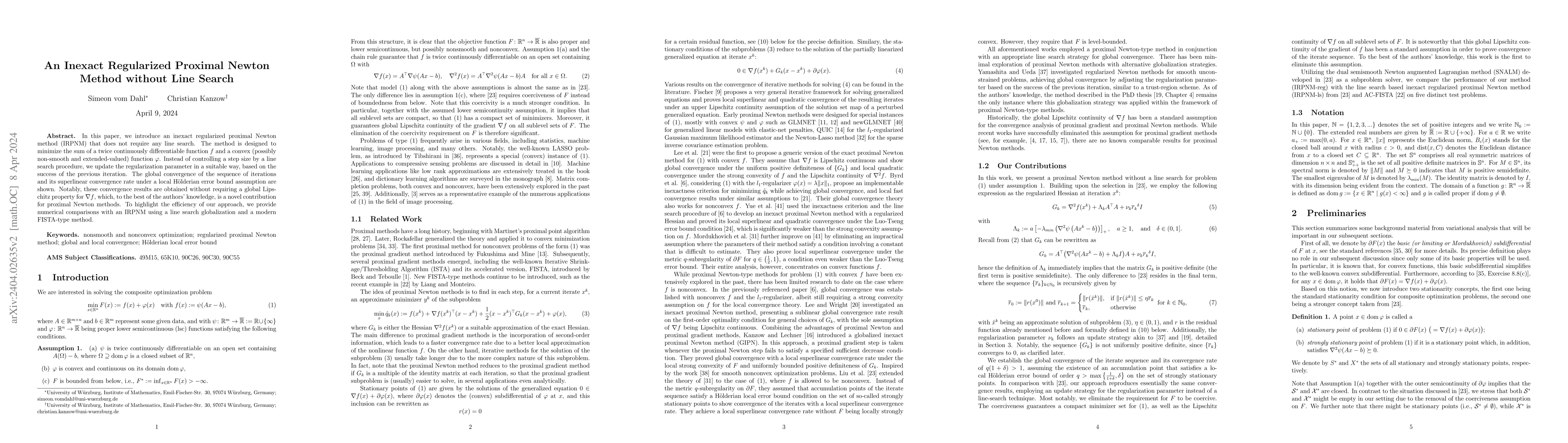 Thumbnail for An Inexact Regularized Proximal Newton Method without Line Search