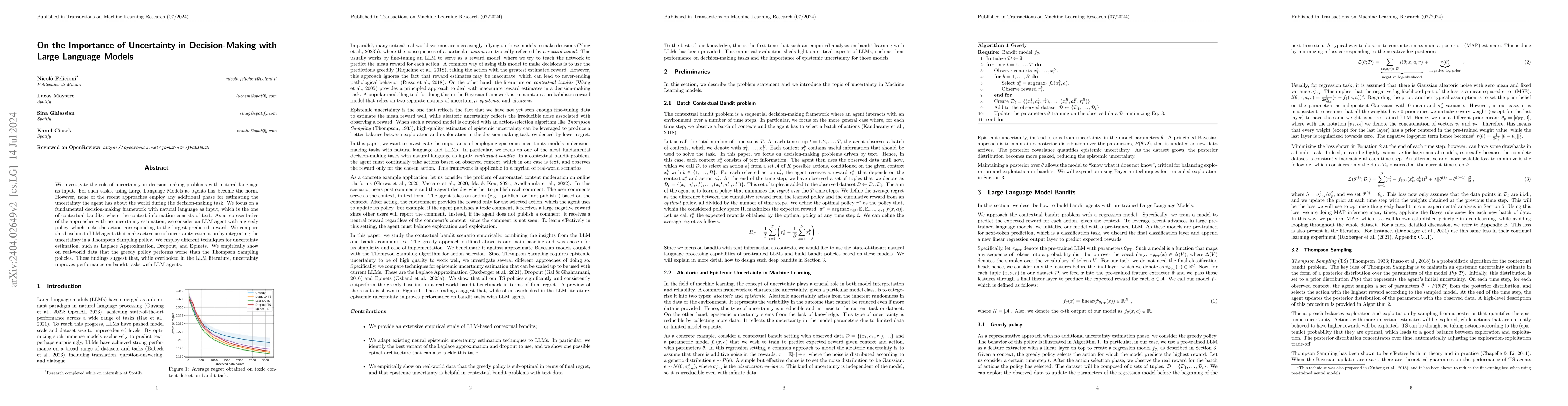 Thumbnail for On the Importance of Uncertainty in Decision-Making with Large Language
  Models
