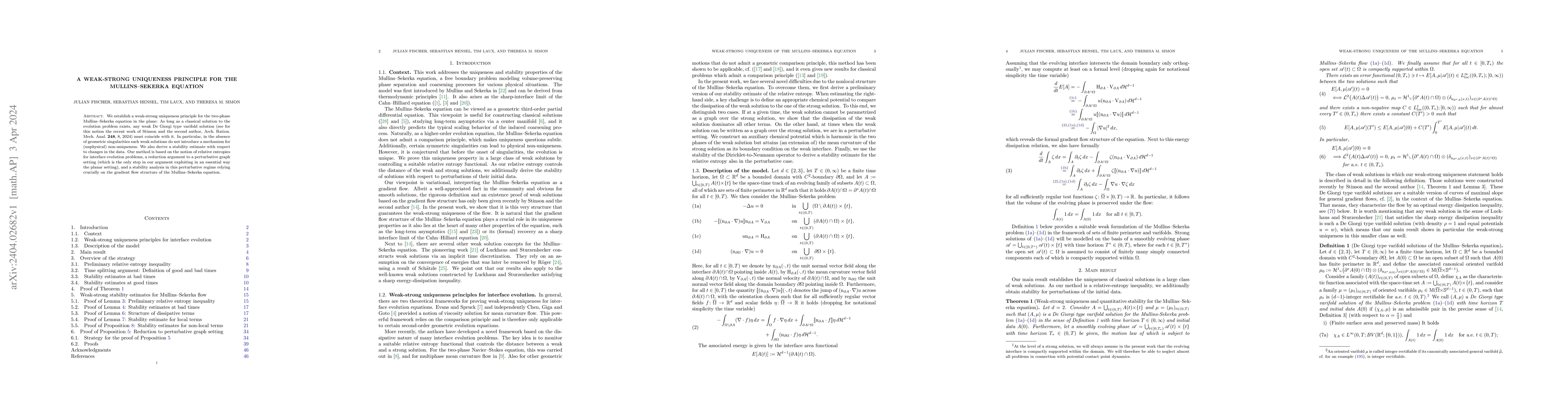 Thumbnail for A weak-strong uniqueness principle for the Mullins-Sekerka equation