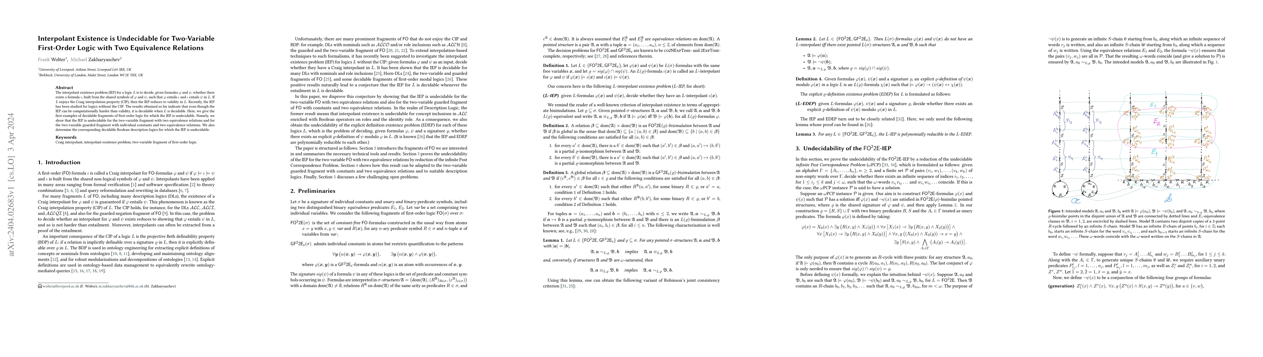 Thumbnail for Interpolant Existence is Undecidable for Two-Variable First-Order Logic
  with Two Equivalence Relations