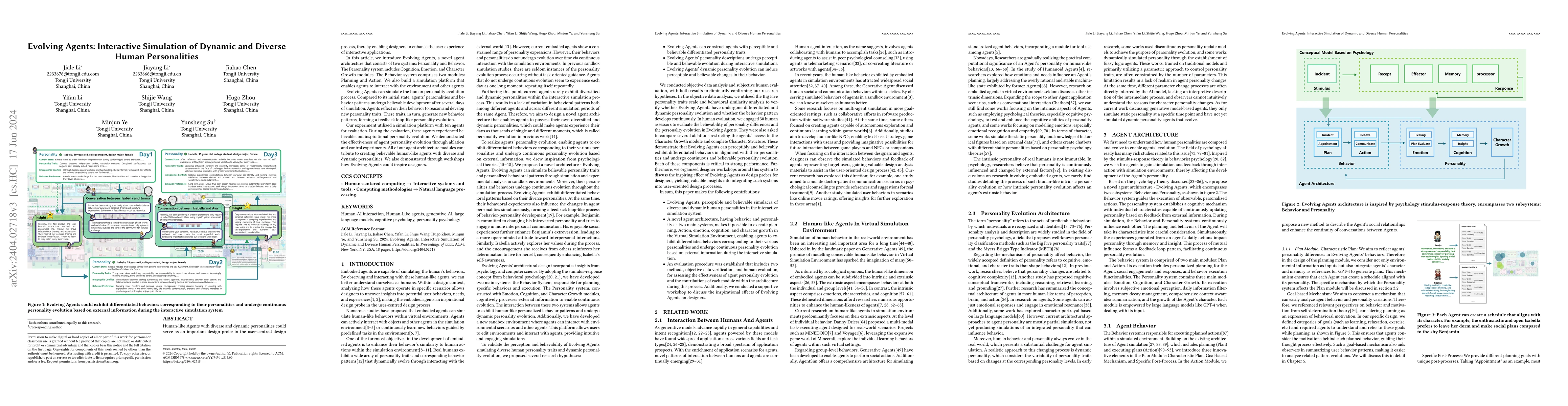 Thumbnail for Evolving Agents: Interactive Simulation of Dynamic and Diverse Human
  Personalities