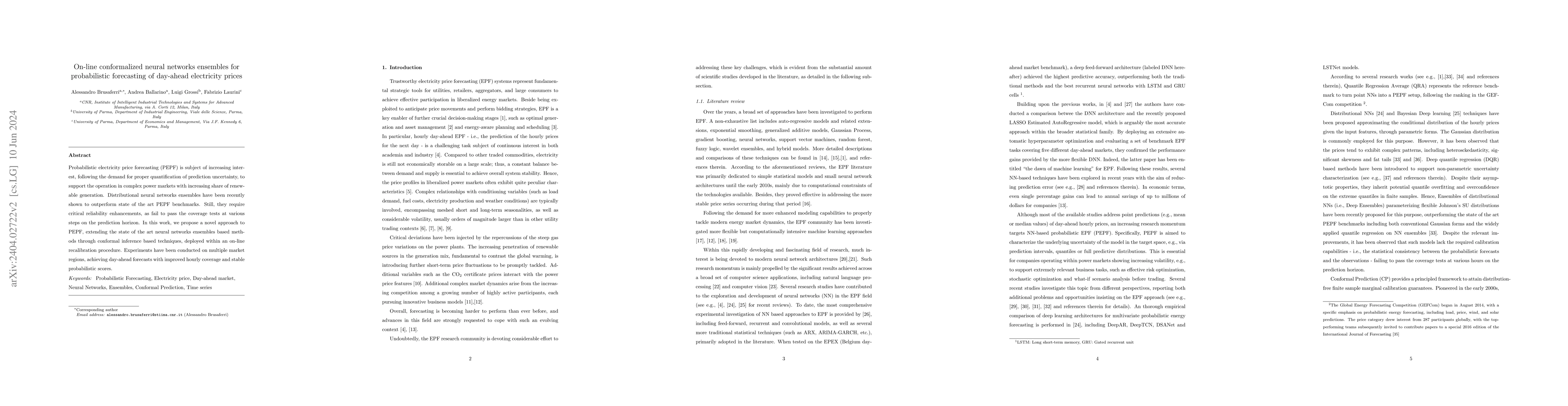 Thumbnail for On-line conformalized neural networks ensembles for probabilistic
  forecasting of day-ahead electricity prices