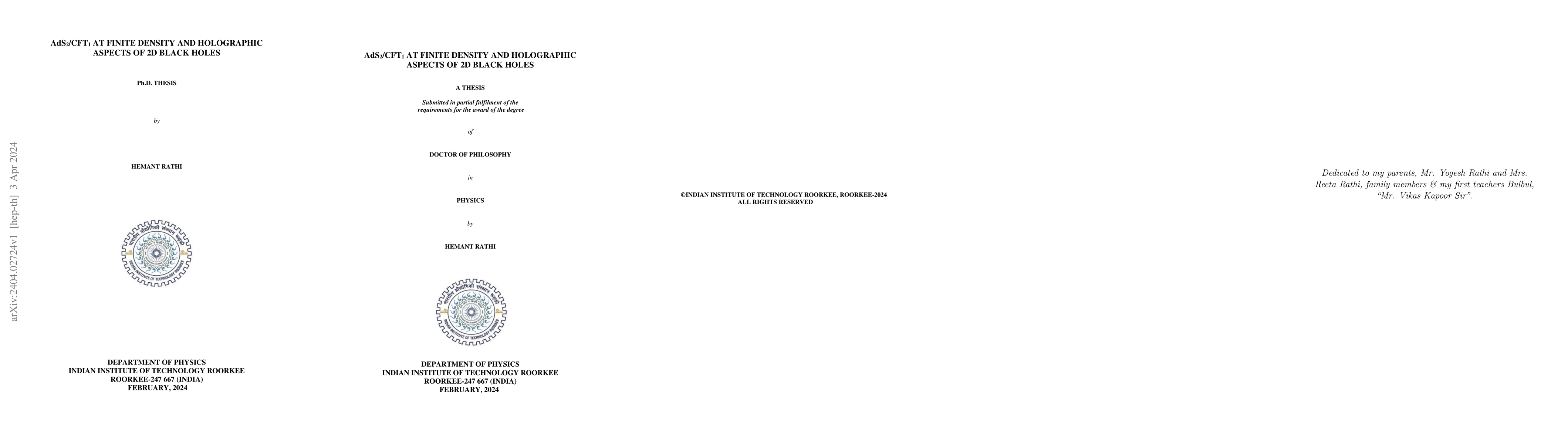 Thumbnail for AdS_2/CFT_1 at finite density and holographic aspects of 2D black holes