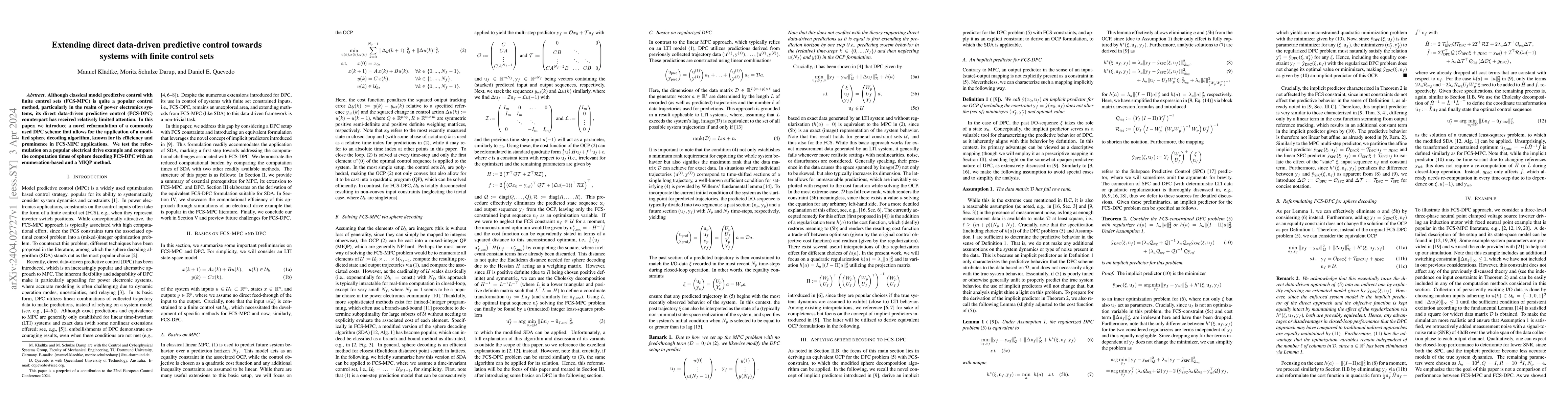 Thumbnail for Extending direct data-driven predictive control towards systems with
  finite control sets
