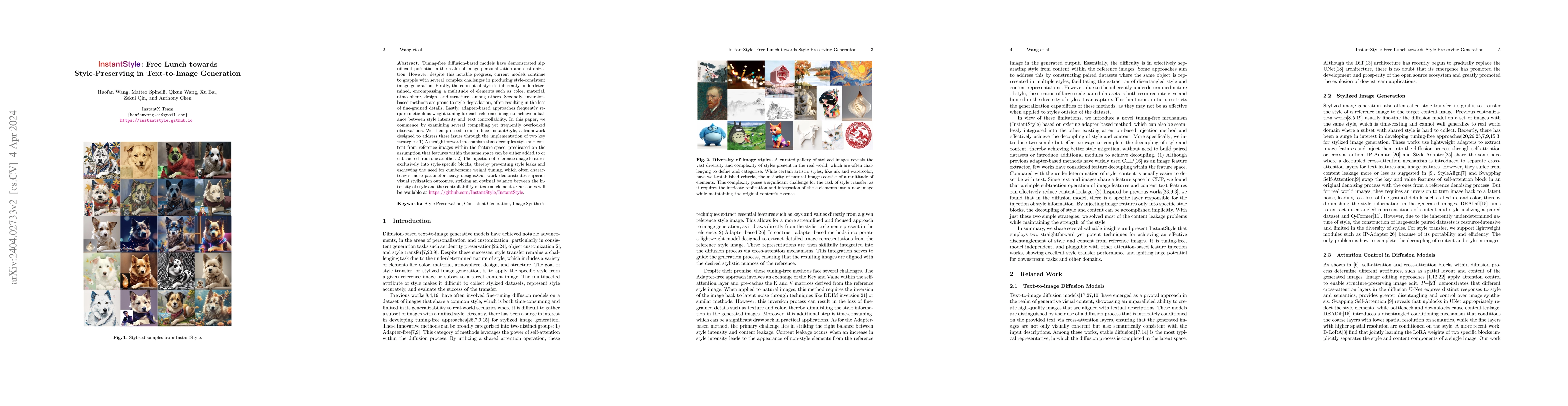 Thumbnail for InstantStyle: Free Lunch towards Style-Preserving in Text-to-Image
  Generation