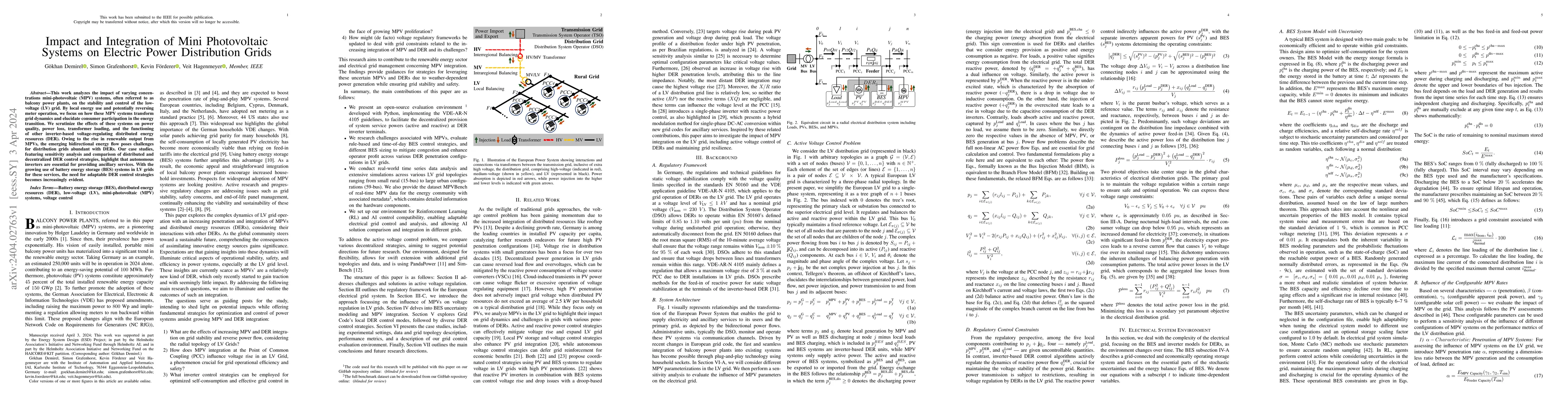 Thumbnail for Impact and Integration of Mini Photovoltaic Systems on Electric Power
  Distribution Grids