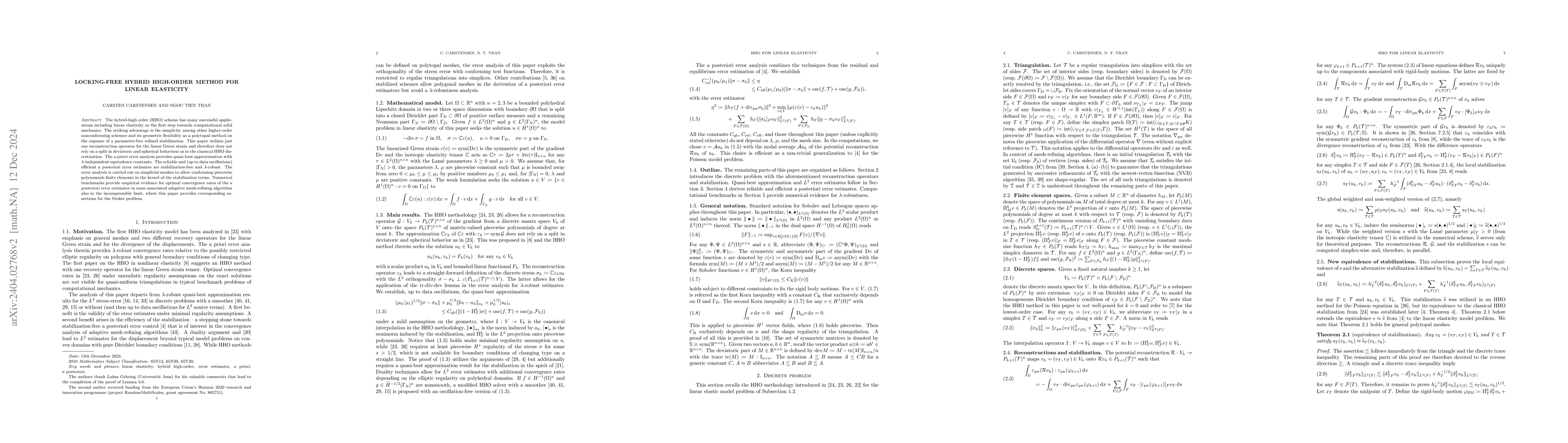 Thumbnail for Locking-free hybrid high-order method for linear elasticity