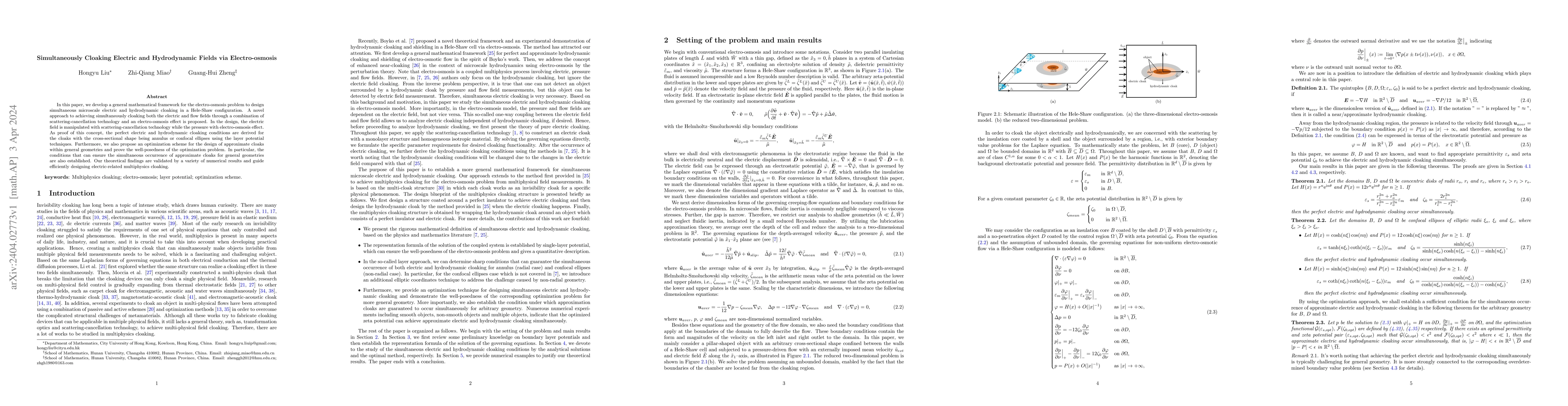 Thumbnail for Simultaneously Cloaking Electric and Hydrodynamic Fields via
  Electro-osmosis