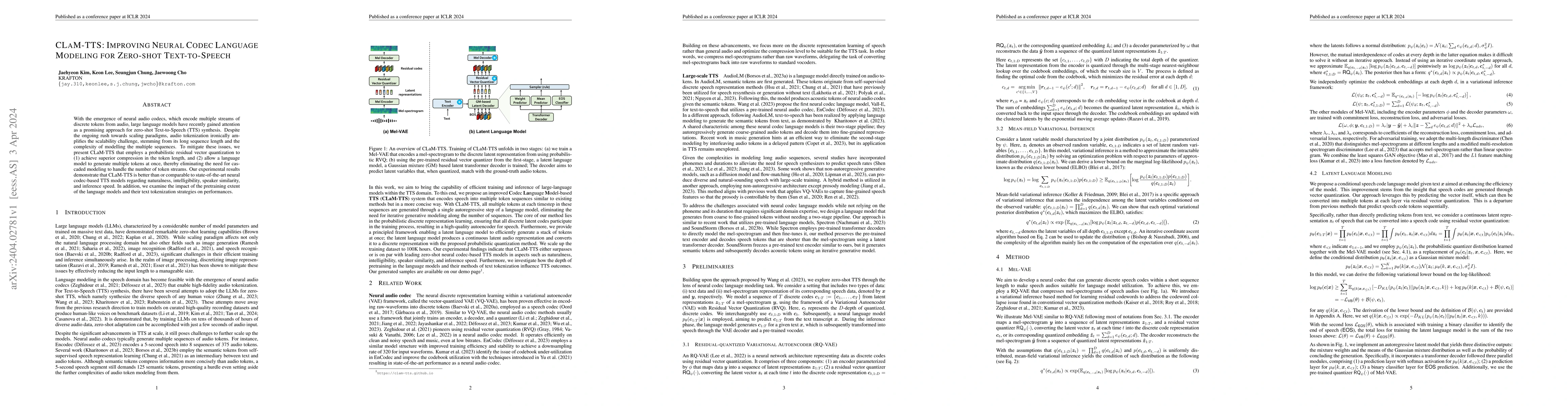Thumbnail for CLaM-TTS: Improving Neural Codec Language Model for Zero-Shot
  Text-to-Speech