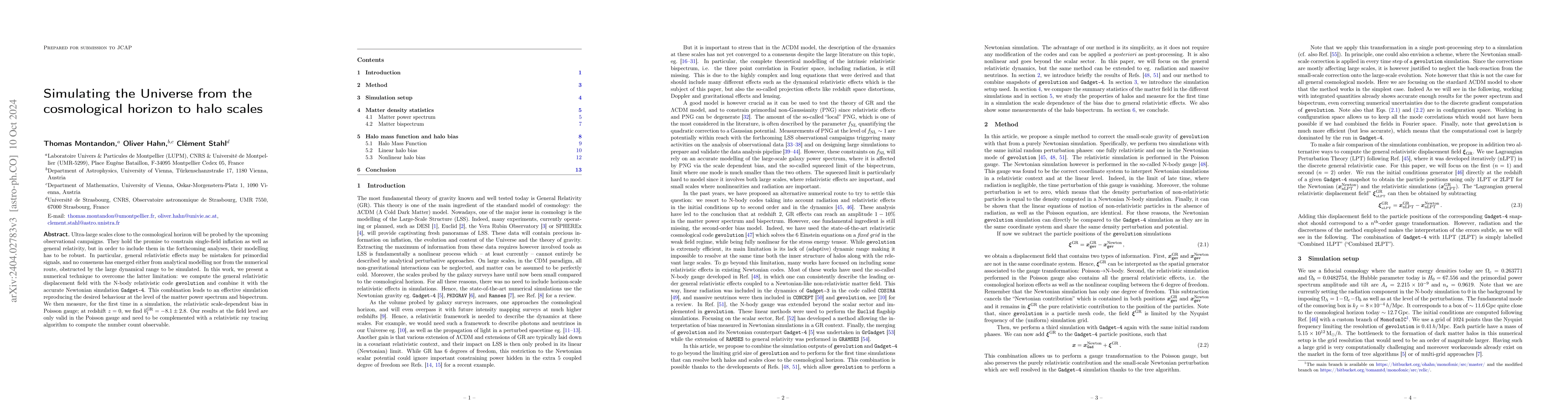 Thumbnail for Simulating the Universe from the cosmological horizon to halo scales
