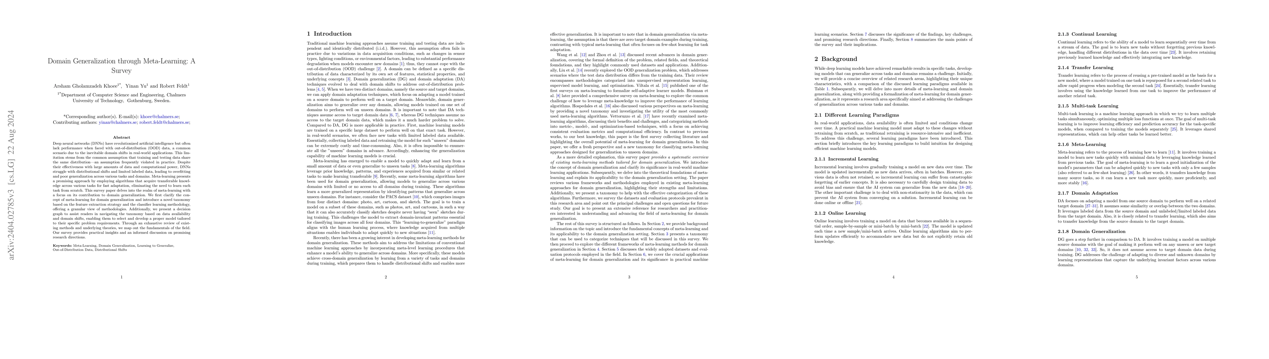 Thumbnail for Domain Generalization through Meta-Learning: A Survey