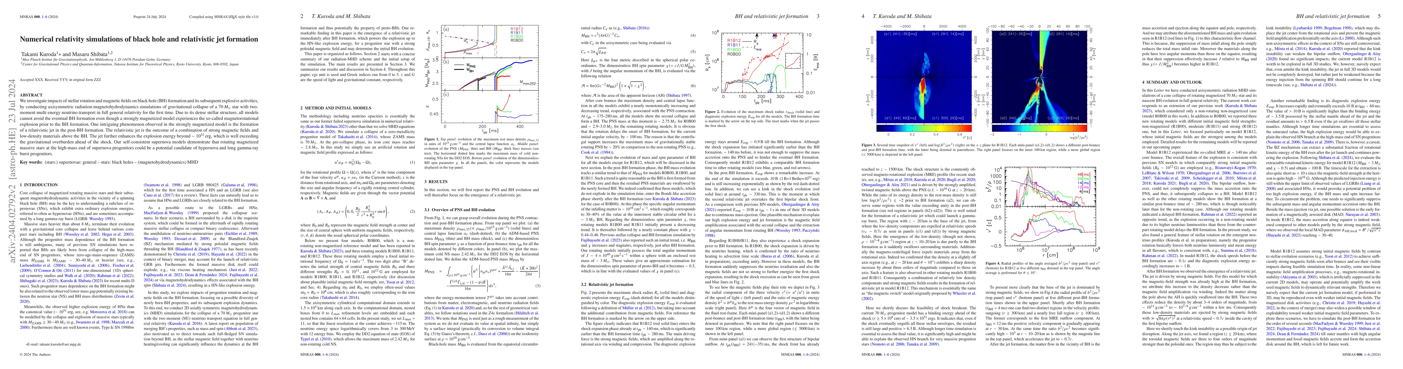 Thumbnail for Numerical relativity simulations of black hole and relativistic jet
  formation