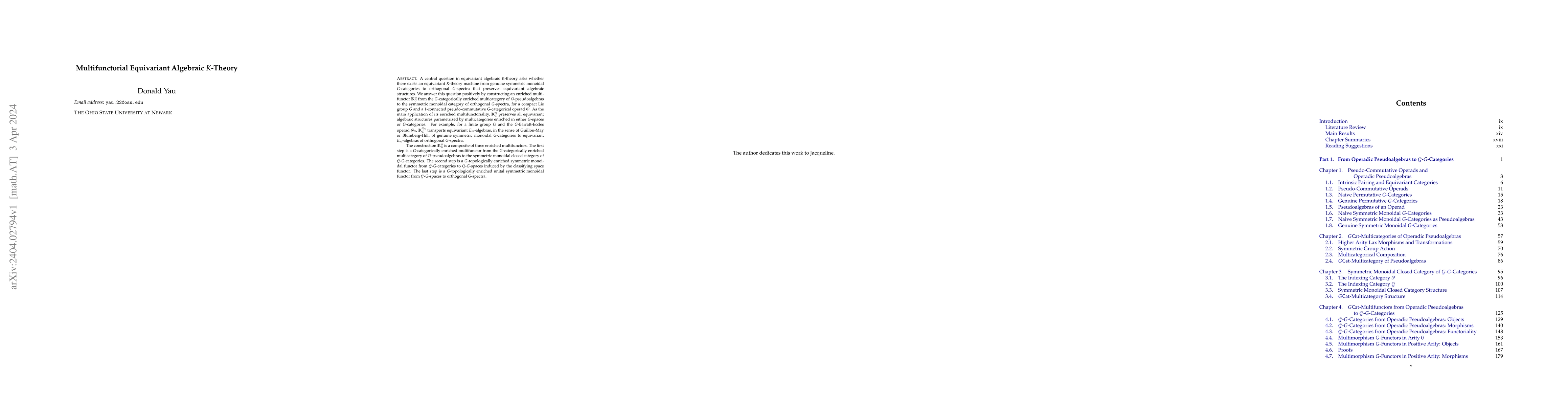 Thumbnail for Multifunctorial Equivariant Algebraic K-Theory
