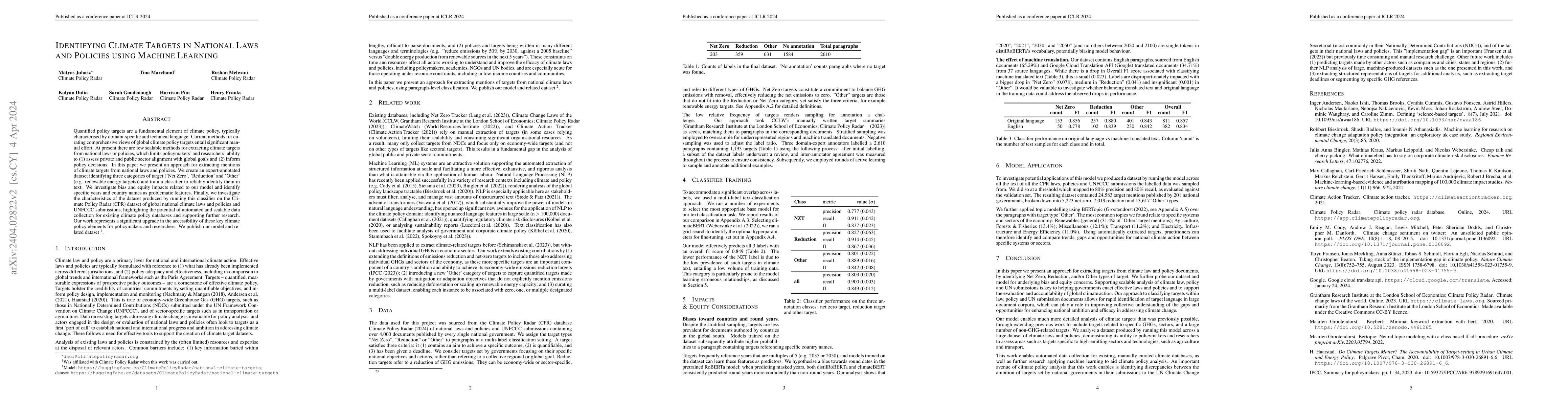 Thumbnail for Identifying Climate Targets in National Laws and Policies using Machine
  Learning