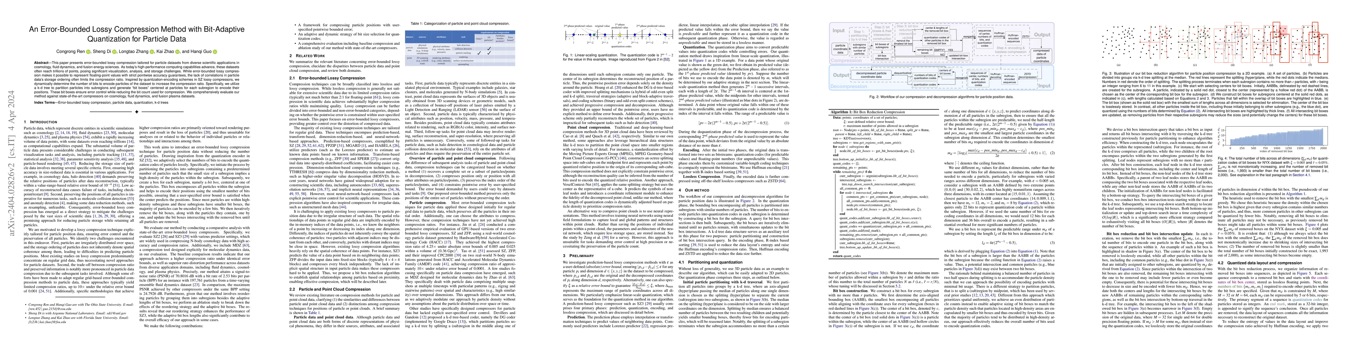 Thumbnail for An Error-Bounded Lossy Compression Method with Bit-Adaptive Quantization
  for Particle Data