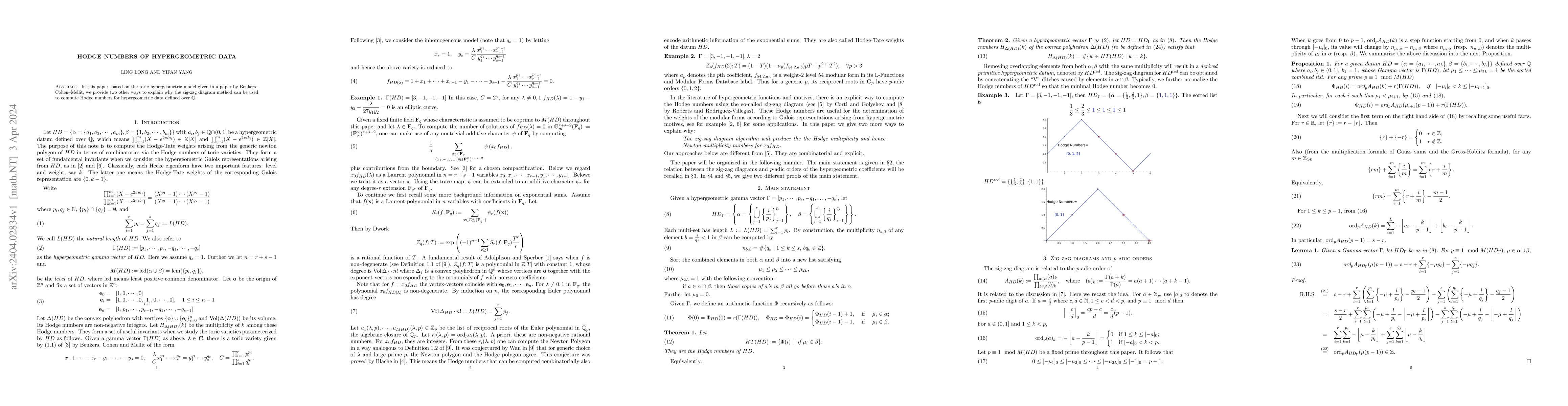 Thumbnail for Hodge numbers of hypergeometric data
