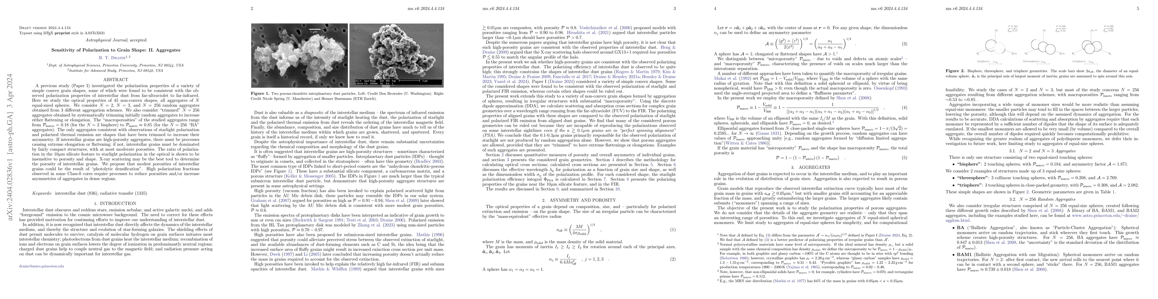 Thumbnail for Sensitivity of Polarization to Grain Shape: II. Aggregates
