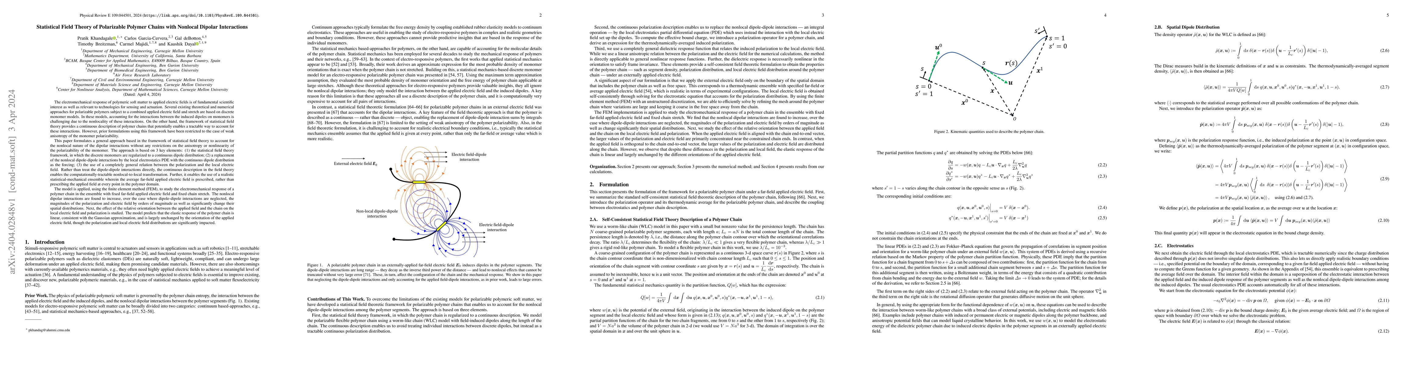 Thumbnail for Statistical Field Theory of Polarizable Polymer Chains with Nonlocal
  Dipolar Interactions
