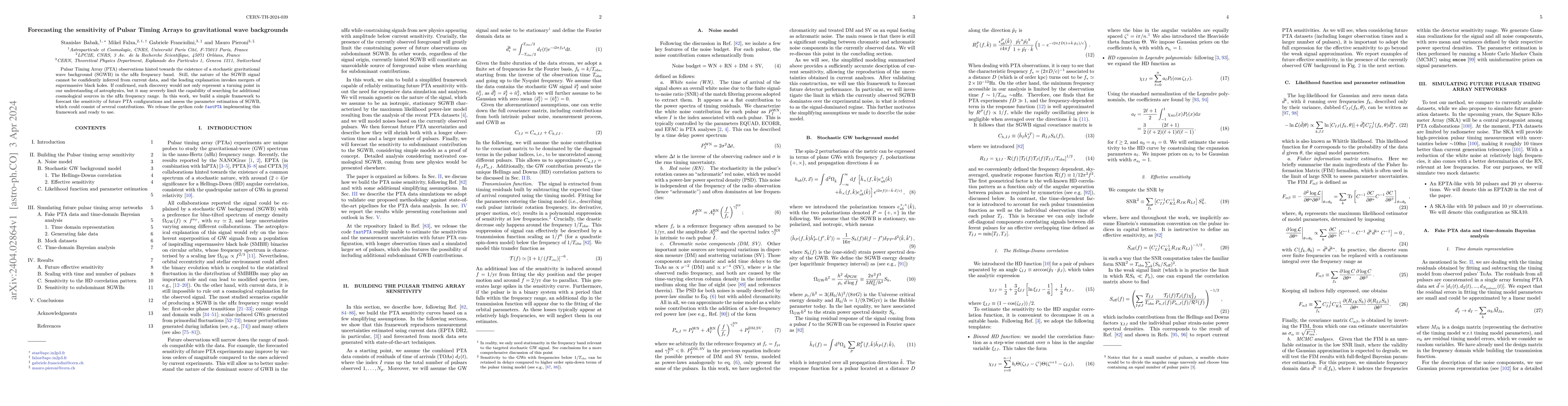 Thumbnail for Forecasting the sensitivity of Pulsar Timing Arrays to gravitational
  wave backgrounds