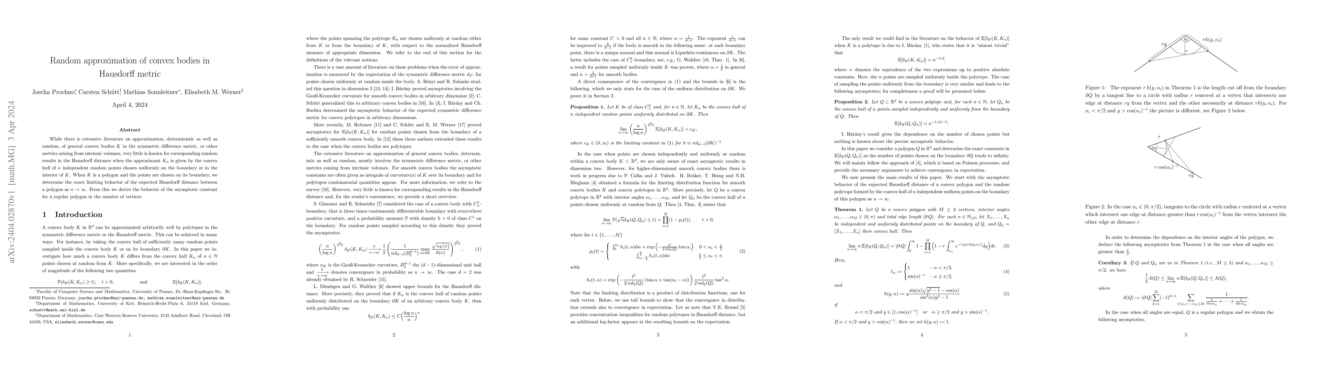 Thumbnail for Random approximation of convex bodies in Hausdorff metric