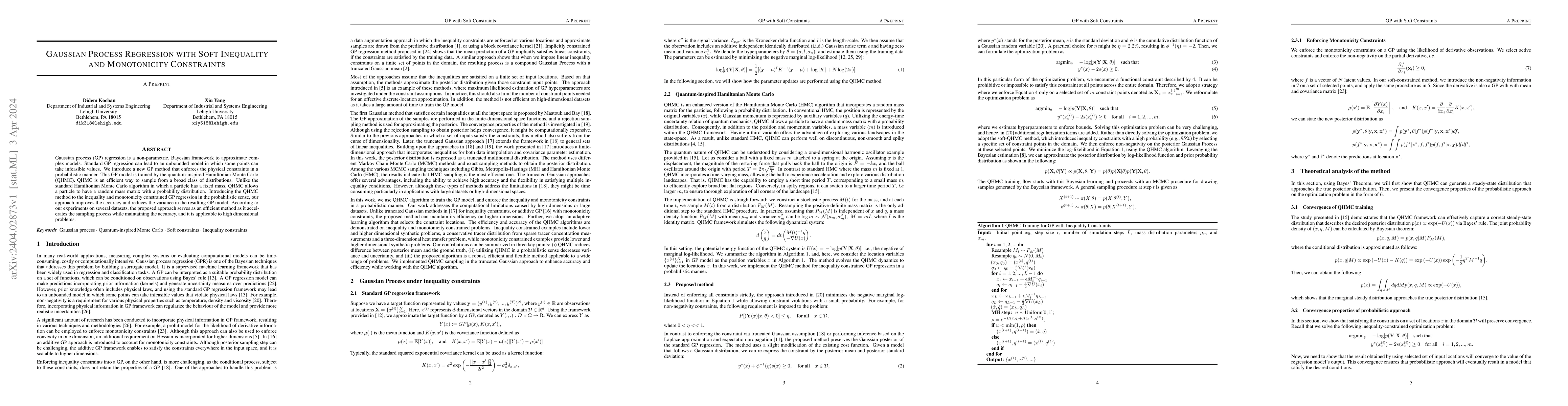 Thumbnail for Gaussian Process Regression with Soft Inequality and Monotonicity
  Constraints